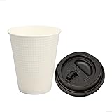 東罐興業 断熱 エンボス 紙コップ 白無地 260ml 黒リフトアップリッド付き 50個セット SMP-260E