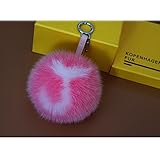 大きいflufflyリアルフォックスファーポンポン人形ボールキーホルダー・バッグのチャームのリング (16)