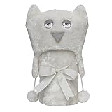 Elegant Baby Giftable Cream Owl Aviator Hat with Fleece Lining and Soft, Cream, 30x34 Ultra Plush, S