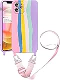 UnnFiko iPhone 14 Proケース ネックストラップ スマホケース 蛍光色 シリコン アイフォン 14 Proケース シンプル