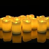Ambox Flameless LEDティーライトキャンドル、12パックリアルなと明るいちらつきキャンドルTealights電池式電動Fakeピラーキャンドルの季節& Festival Celebra