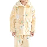 【DELIA】 子供パジャマ　フランネルのセット　春秋冬　長袖　赤ちゃん　サンゴ絨　女子児童　男児童　厚いホームウェア (ライトイエロー, 140)