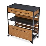 LOWYA キッチン収納 アイランドキッチン 食器棚 ワゴン キッチンボード ハニーブラック