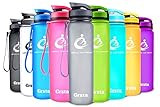 Grsta ボトル 水筒 ウォーターボトル アウトドアボトル スポーツボトル- 600ml 800ml 1000ml 自転車 大人 子ども アウトドア スポーツ 登山用 プラスチック製 直飲み BPAフリー 漏れない 大容量 おしゃれ 携帯便利 運動用 全11色（グレー,800ml）