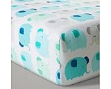Fitted Crib Sheet Elephant Parade - Cloud Island - Blue Green and Gray [並行輸入品]