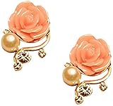 陶器のような繊細ジュエリー ローズモチーフピアス