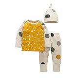 Ochine Baby 赤ちゃん 新生児服 トップス＋ロングパンツ 帽子付き ドット柄 綿製品 ふんわり柔らかい肌触り お出かけ着＆ルームウェア 洋式 秋 冬 出産祝い 贈り物 ３色選択