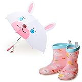 ビューアンブレラ ラビット＆レインブーツ（14cm） 傘 子供 45cm 長靴 キッズ 14cm レインブーツ 女の子 男の子