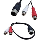 Rosebe MIDI DIN 5P Male へ 2 RCA フォノ Female ソケットジャック MF オーディオケーブル 1.5m