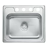 Sterling 14711-4-NA Middleton 25-inch by 22-inch Top-mount Single Bowl Kitchen Sink, Stainless Steel