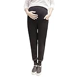 BOZEVON スーパーストレッチスキニーマタニティパンツ (ブラック, L)