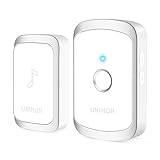 ワイヤレスドアチャイムドアベル、防水& chimes-1000ft / 300 m動作範囲with LEDフラッシュ、4レベルボリューム、36チャイム、unihohリングdoorbell-easyイン