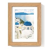 5×7インチ フォトフレーム ソリッドオーク製（マット付き・4x6写真対応）オーク材 木製写真立て 壁掛け金具付き