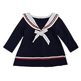 子供服 女の子 ベビー パーカー ワンピース 長袖 カジュアル キッズ服 スウェット プルオーバー ガールズワンピース ドレス セーラー襟トレーナー 海軍風 女児 かわいい (80CM(適応身長80-