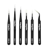 Industrial Tweezers [Updated Version] Kingsdun 6pcs Precision Anti-static ESD Professional Tweezers 
