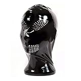 [EXLATEX] ラテックスフードマスクボンデージマスク穿開閉目と口のbdsmフード付きシームレスなゴムフード