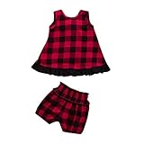 Tovadoo 子供服 ベビー服 女の子 トップス+ズボン 春夏 ノースリーブ 背中リボン チェック柄 レトロ 可愛い プレゼント 通学 旅行 海遊び 3-18ヶ月