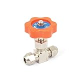 uxcell ニードルバルブ　グローブバルブ　弁　高圧　メタル　プラスチックハンドル　オレンジ　6mm穴径