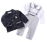(コ-ランド) Co-land ベビー服 フォーマルスーツ 2点セット ロンパース ジャケット 赤ちゃん カバーオール ベビータキシード 新生児 長袖 紳士服 男の子 出産祝い 写真撮影 Aタイプ 9