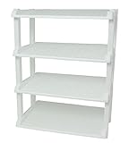 サンコープラスチック 靴棚 シューズラック 4段ワイド ホワイト