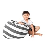 BULARY ぬいぐるみ収納袋 収納袋 ぬいぐるみ 収納 縫い包み ストライプ家庭用品収納袋 大容量 球状手袋 子供用 棉手提げ袋 シンプル 子供のおもちゃ コットントイ収納袋 選べる3柄