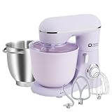 Kitchen in the box スタンドミキサー 4.5L+5Lダブルボウル 大容量 卓上ミキサー 10段階スピード調節 3種類アタッチメント付き 家庭用 業務用 こねる/混ぜる/泡立てる パープル