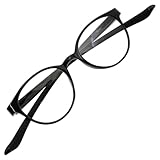 [CACALU] 首かけ 老眼鏡 ボストン 丸型 おしゃれ シニアグラス 軽量 リーディンググラス ブルーライトカット (ブラック +1.50)