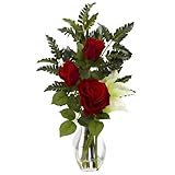 Nearly Natural 1306-CR Rose and Calla with Vase Arrangement, Cream by Nearly Natural [並行輸入品]