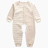 エルフ ベビー(Fairy Baby)オーガニックコットン ベビーカバーオール 新生児ロンパース 前開きパジャマ 長袖 66cm カーキ