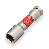 トネ(TONE) インパクト用薄形ロングホイルナットソケット HP4A-19LN 差込角12.7mm(1/2") 二面幅19mm レッド