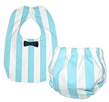 Caught Ya Lookin' Bib and Bloomer Set, Blue and White Stripe by Caught Ya Lookin'