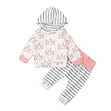 (プタス)Putars ベビー服 子供服 上下セット パーカー 長袖 女の子 王冠柄 ストライプ柄 可愛い 春 秋 スポーツ 運動会 旅行 記念日 プレゼント 6-24ヶ月