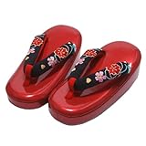 [ 京都きもの町 ] 3歳 刺繍 草履 三歳用 黒色× 花 刺繍 鼻緒 赤色台 履物 七五三 女児 草履 LYK-1黒