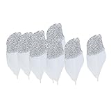 SONONIA 装飾羽　人工羽毛　DIY飾り　工芸品　8-10cm　ホワイト+シルバー　10枚入
