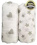 SUMMER PROMOTION - Muslin Swaddle Blankets - 100% Cotton - 47 inch x 47 inch Large Softest Muslin Ba