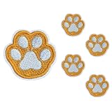 ワッペン シールタイプ 小さめ 刺繍 猫 肉球 イエロー×ホワイト 足あとモチーフ 5枚セット 全14種 カラフル NYANDELMO ND-0222-R02-D