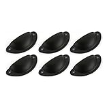 Seacan 取って アンティーク 引き出し つまみ 金具 ノブ 取手 ハンドル ブロンズ アイアン 半月型 (ブラック)