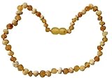 NATURAL Baltic Amber Teething Necklace by UMAI - UNISEX Unpolished (RAW) Milk and Honey- TESTED and 