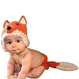 Funny Party Infant Newborn Baby Girl Boy Hand Knitted Crochet Hat Costume Set Baby Photograph Props 