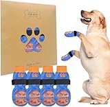 BINGPET 犬 靴下 犬用 滑り止め 6個セット ペット 肉球保護 足舐め防止 犬用靴下 マジックテープ付き 柔らかい 脱げにくい おしゃれ かわいい ペットソックス 犬用ソックス 転倒防止 屋内用 通気性 介護 老犬 サポート 小型犬 中型犬 大型犬 シニア犬 (PAW ブルー, SM)