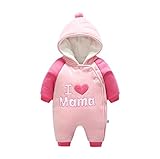 Ainial　ロンパース　ベビー　女の子　厚手　秋冬　防寒着　カバーオール　前開き　フード付き　中綿　裏起毛　暖かい　保温　ボディスーツ　可愛い　長袖　赤ちゃん　新生児　ジャンプスーツ　アウター　コー