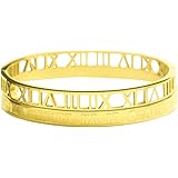 AIKESIWAI Roman numeral series hollow carved bracelet, fashionable women's bracelet, Roman numeral bracelet, three-color Roma