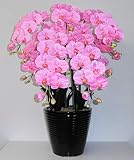 光触媒 造花の胡蝶蘭 鉢植え アートフラワー Lサイズ-5本立 H95cm(ピンク-黒鉢)