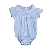 エルフ ベビー(Fairy Baby)ベビー服 半袖 夏用ロンパース 可愛い水玉プリント ブルー サイズ：90