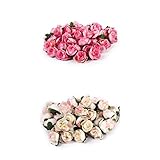 Perfk 3cm　造花　人工シルク　バラ　花　ヘッド　結婚式　　装飾 DIY ピンク＆ライトピンク