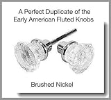 2 Knobs (1 pair) Depression Crystal & Brushed Nickel stem with set screws and spindles. Perfect Repl
