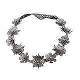 ノーブランド品 マスカレード　ダンスパーティー　結婚式　花柄　ヘッドウェア　ヘッドバンド　ターバン　ヘアアクセサリー　髪飾り　帽子　全2色選べる - グレー