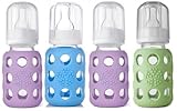 Lifefactory Glass Baby Bottles 4 Pack (4 oz. in Boy Colors) - Blue/Green/Lilac by Lifefactory [並行輸入品