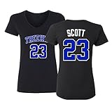 Ravensバスケットボールムービー# 23 Nathanスコット・One Tree Hill JerseyスタイルレディースVネックTシャツ
