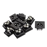 DealMux 10 Pcs AC250V 2.5A NK2-3Y2T4 IEC C6 AC Input Wiring Socket 3 Pins Copper Rhodium Power